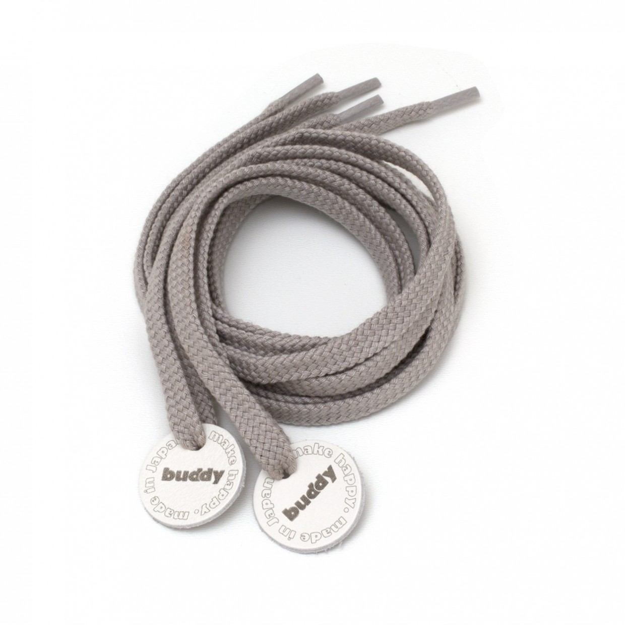Shoelaces Grey with Leather patch buddy Natural