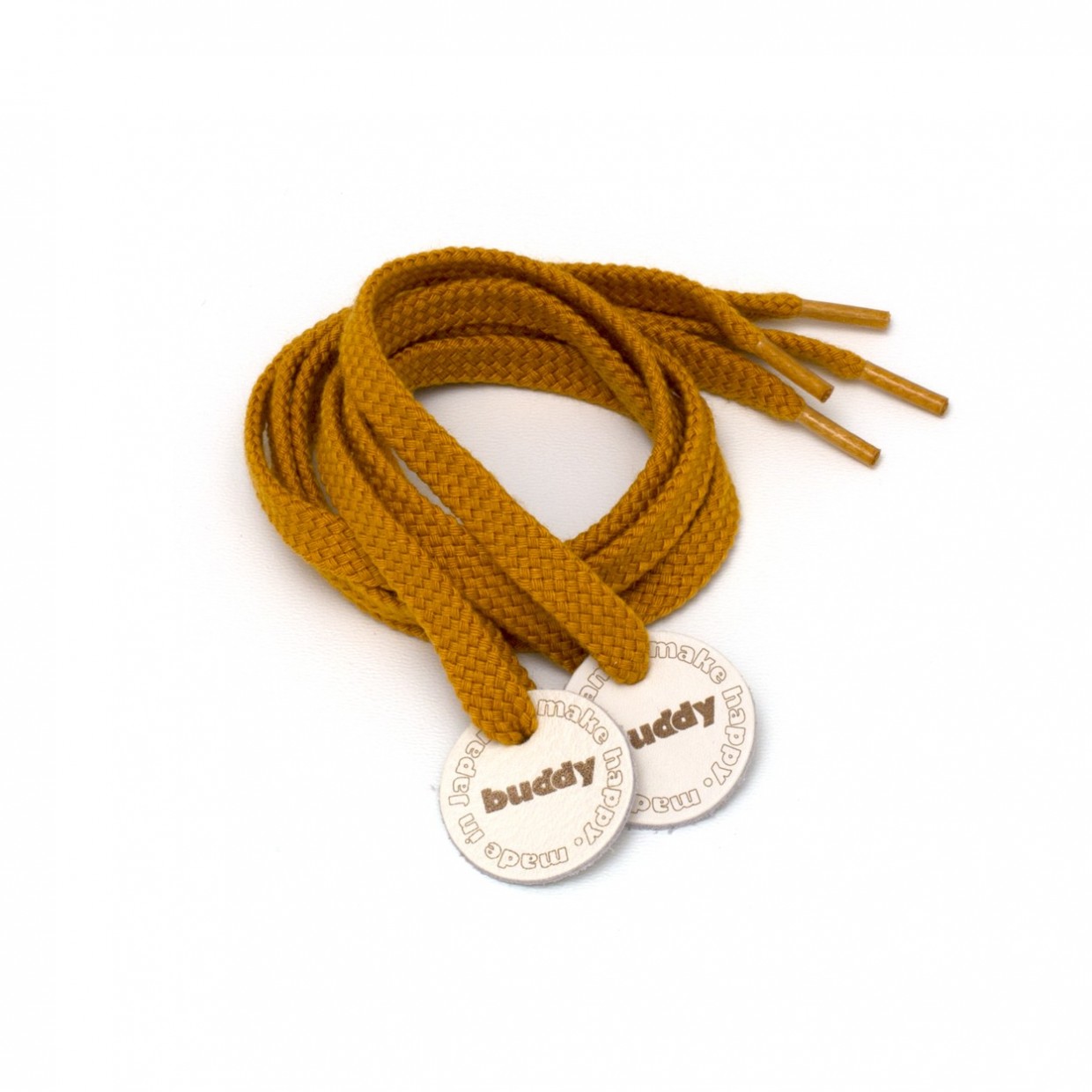 Shoelaces Mustard with Leather patch 78 cm : 31 "