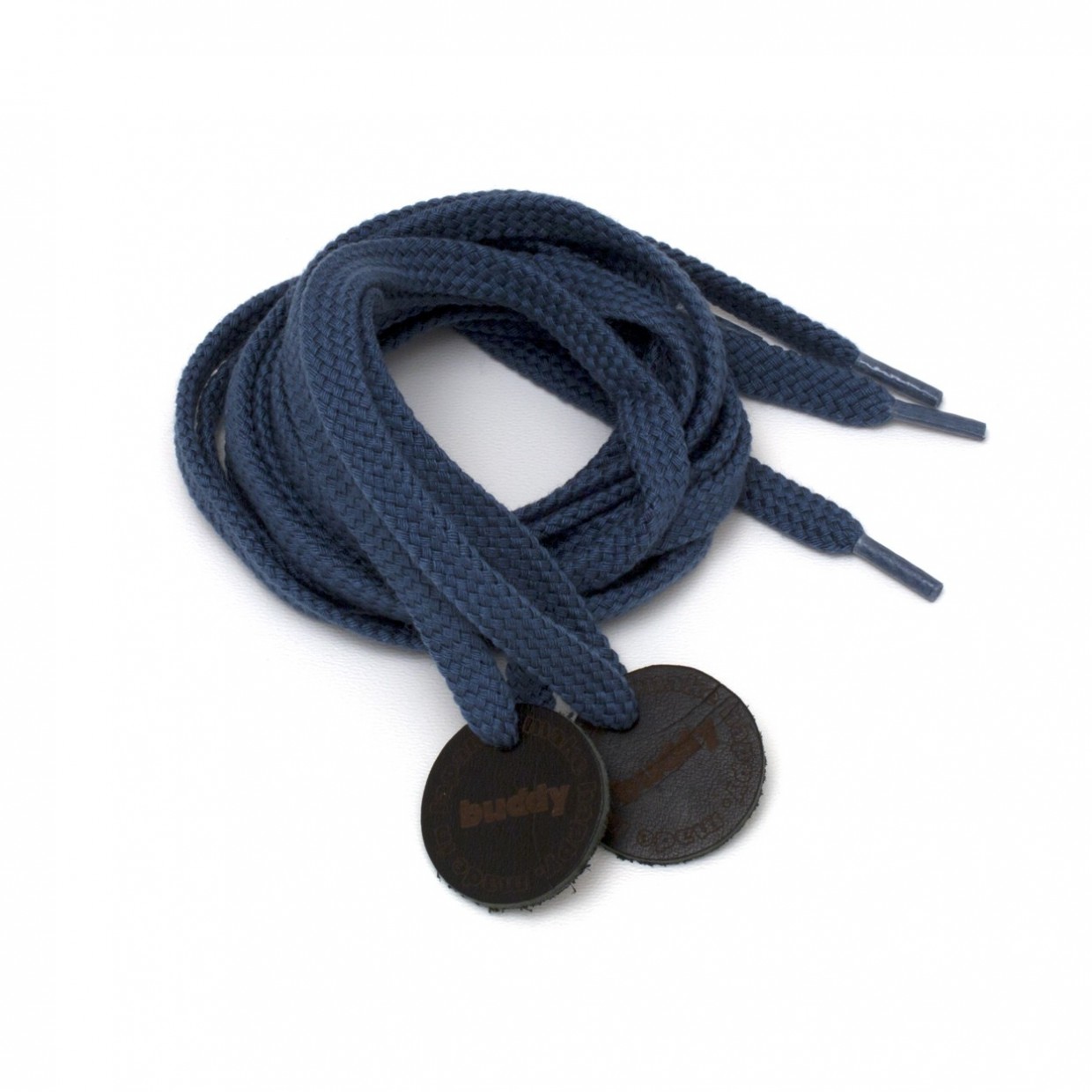 Shoelaces Navy with Leather patch 130 cm : 51"